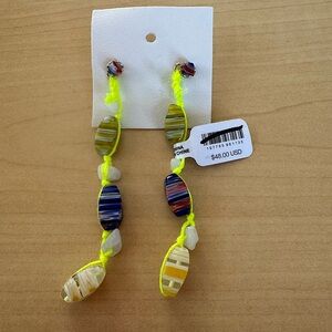 Free People Colorful Glass Bead Dangle Earrings Neon Rope Boho Design NWT